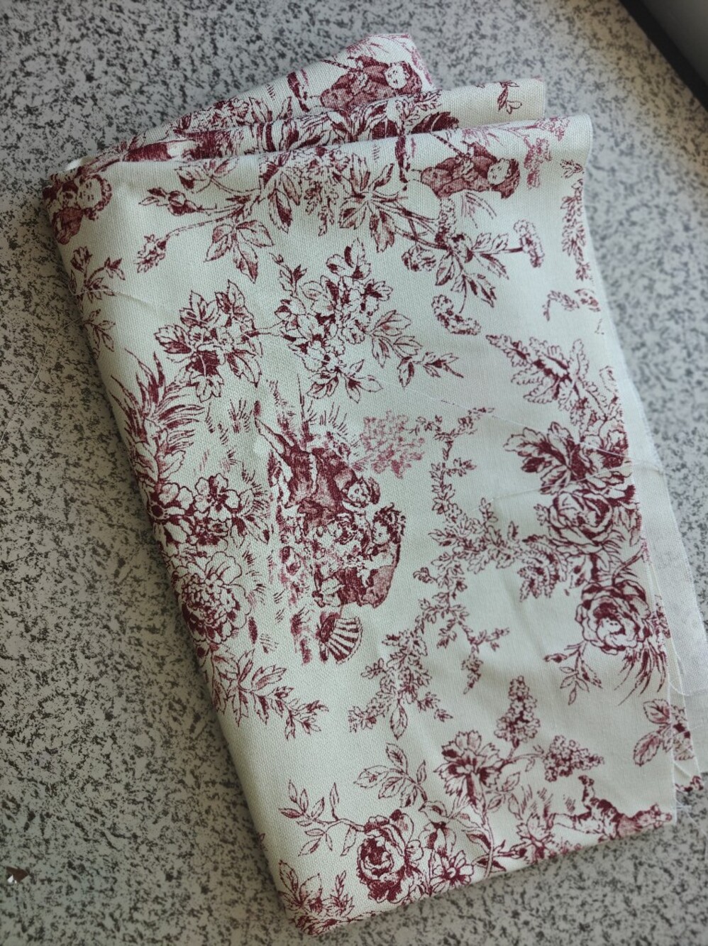 Toile De Jouy Fabric Children's Play Cream Red 57 X 35 " Cotton